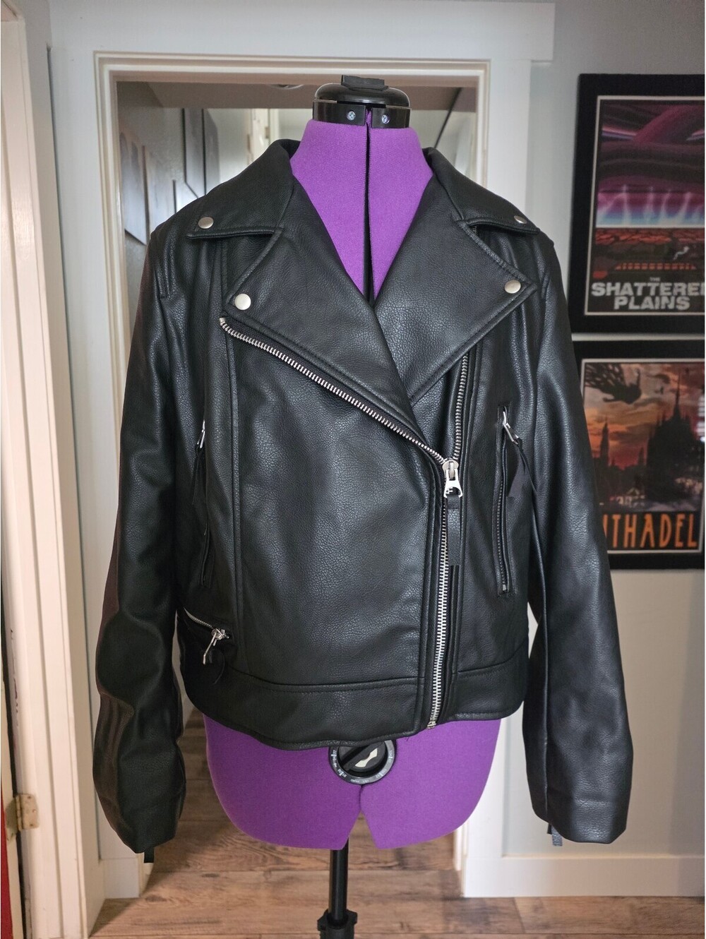 H+M size Medium faux Leather Jacket